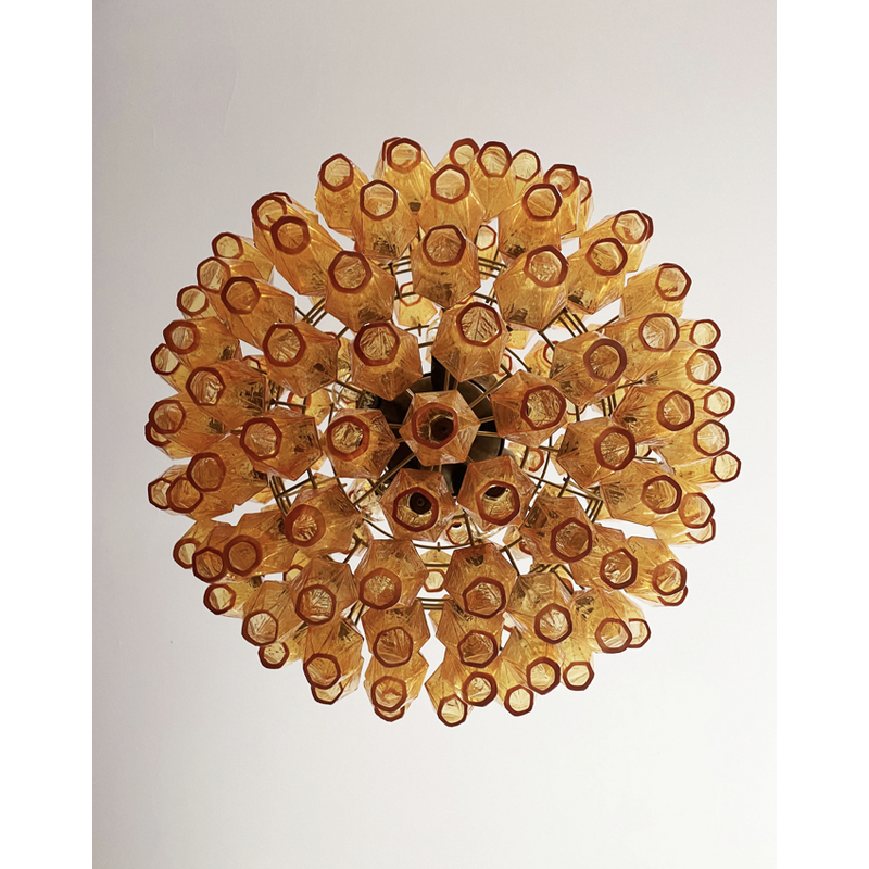 Vintage Murano amber glass chandelier, Italy 1970s