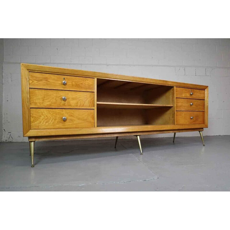 Vintage oakwood sideboard with 6 drawers