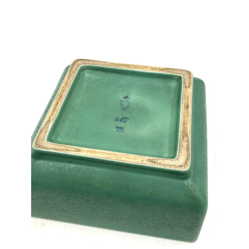 Vintage Art deco green ceramic box, France 1940