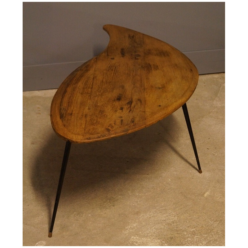Vintage oak tripod coffee table - 1950s