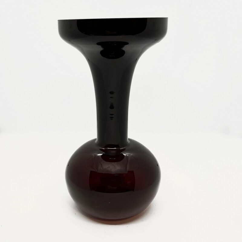 Vintage Burgundy vase Huta Szkła Sudety, Poland 1970s