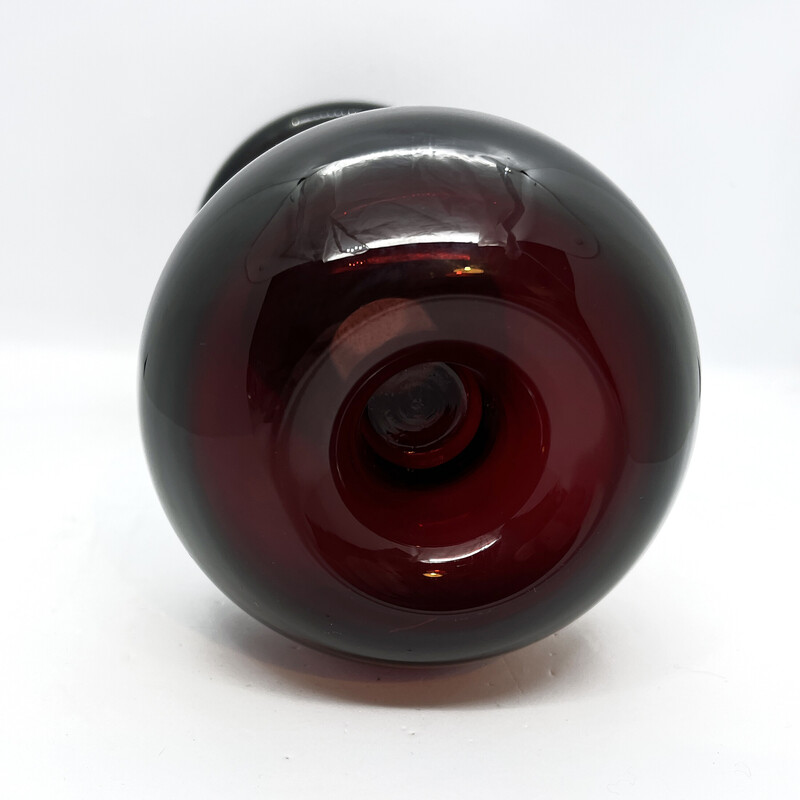 Vintage Burgundy vase Huta Szkła Sudety, Poland 1970s