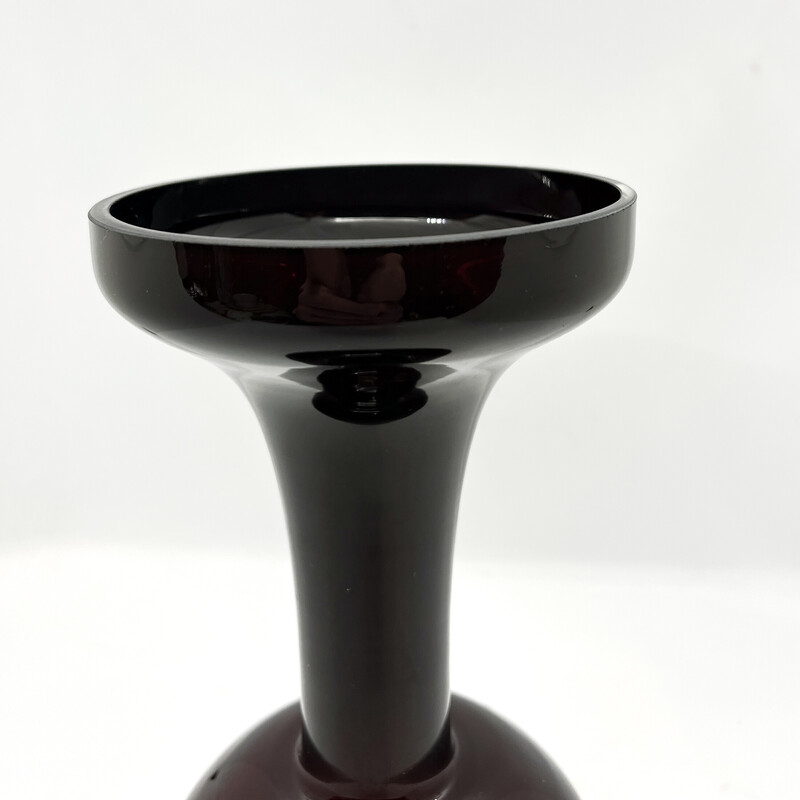 Vintage Burgundy vase Huta Szkła Sudety, Poland 1970s