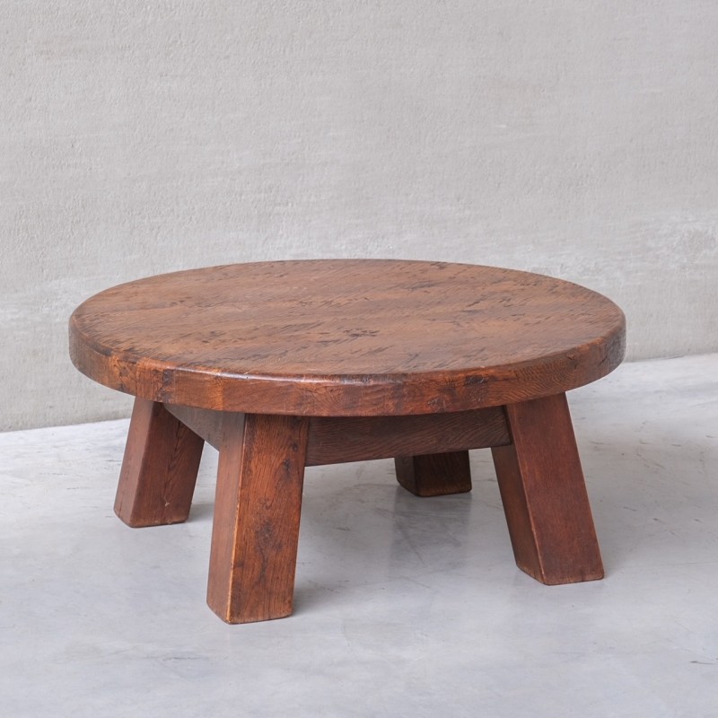 Dutch Brutalist vintage oakwood coffee table, 1970s