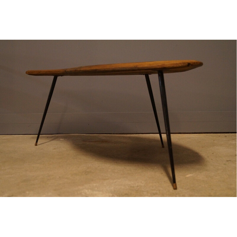 Vintage oak tripod coffee table - 1950s