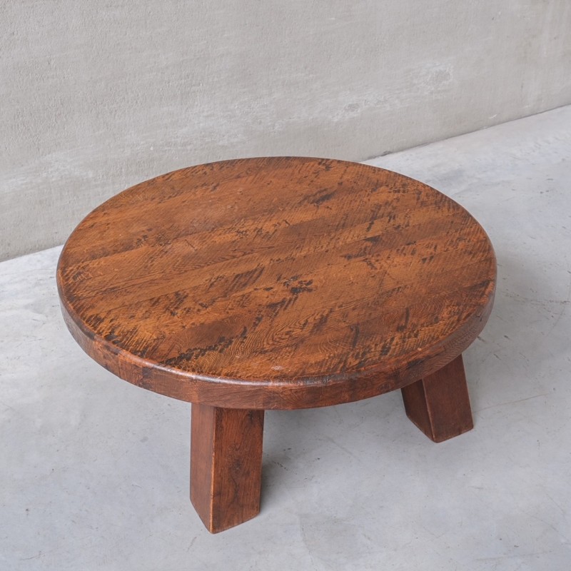 Dutch Brutalist vintage oakwood coffee table, 1970s