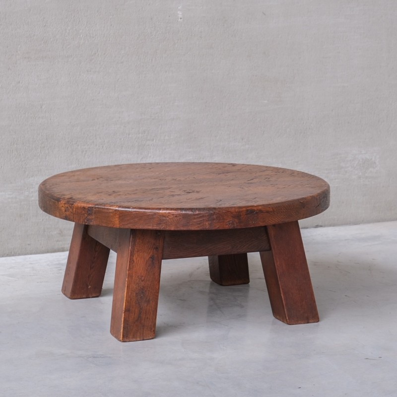 Dutch Brutalist vintage oakwood coffee table, 1970s