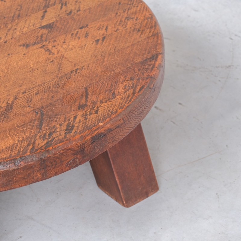 Dutch Brutalist vintage oakwood coffee table, 1970s