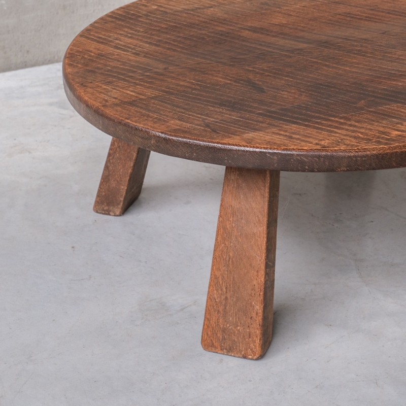 Mesa de centro holandesa vintage brutalista de madera de roble, años 70