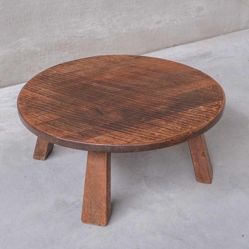 Mesa de centro holandesa vintage brutalista de madera de roble, años 70