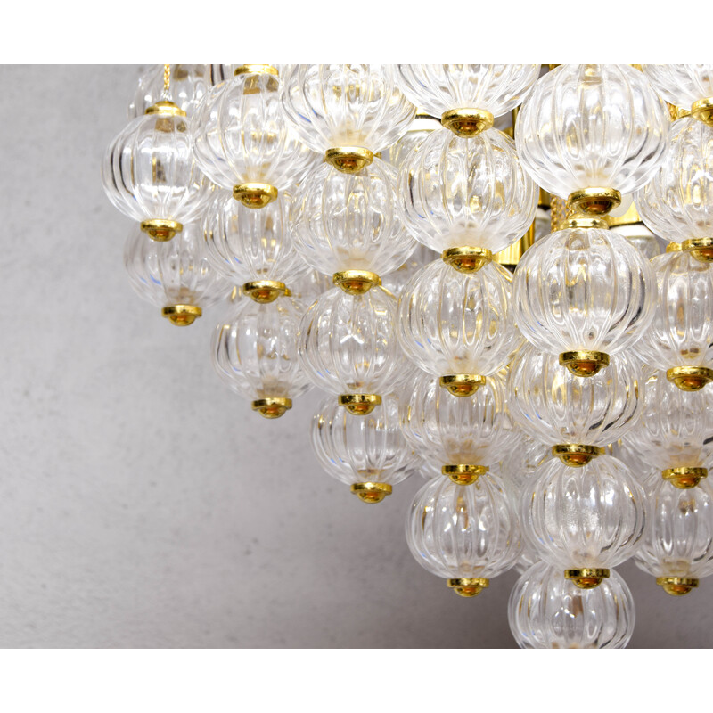 Mid century Italian Murano glass bubbles and brass chandelier by Paolo Venini, 1960s