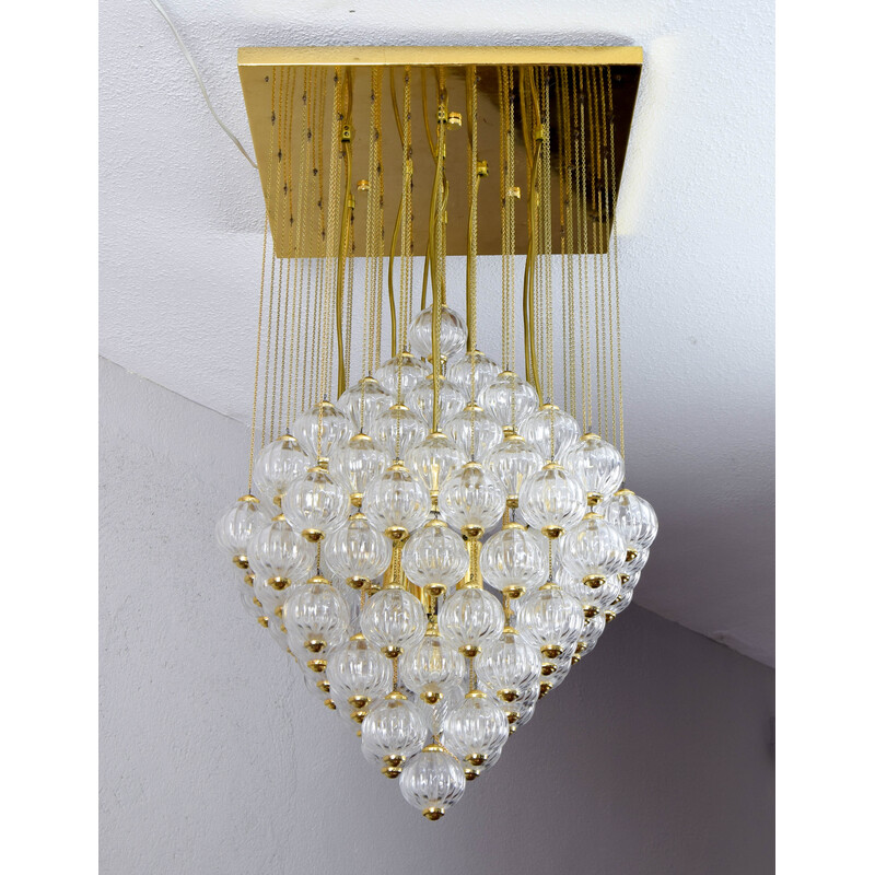 Lámpara italiana de mediados de siglo de burbujas de cristal de Murano y latón de Paolo Venini, años 60