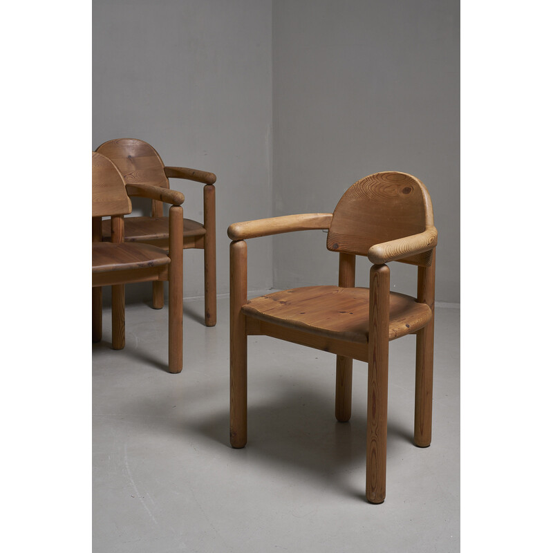 Set of 6 vintage pine armchairs by Rainer Daumiller for Hirtshals Savvaerk, Denmark 1970s