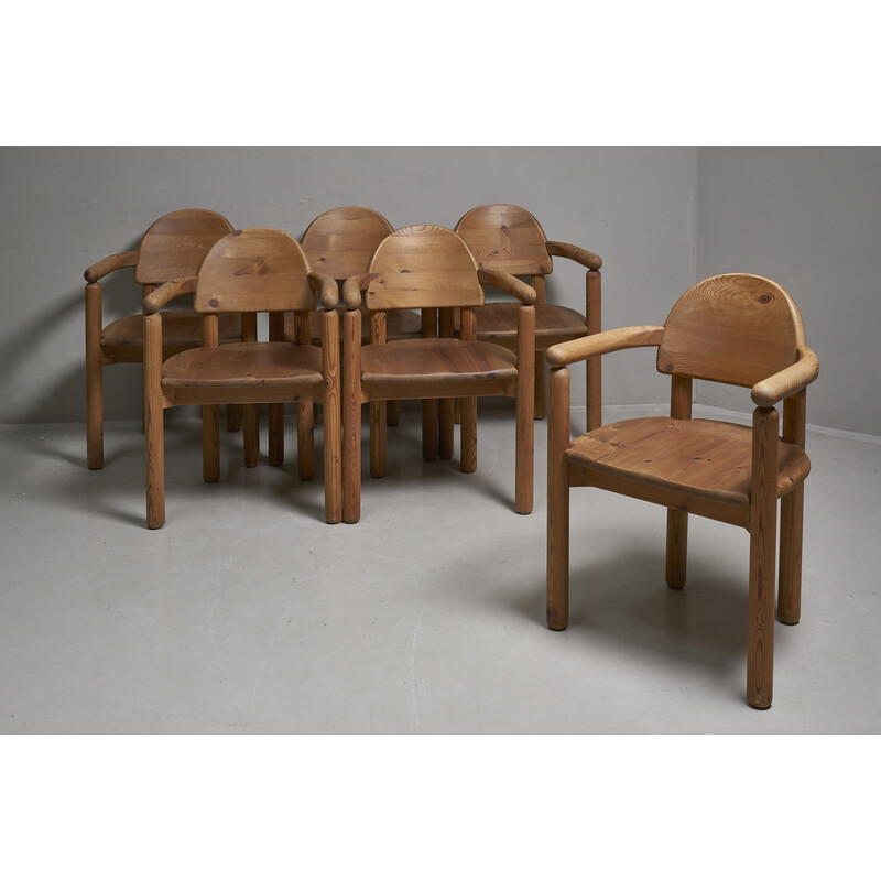 Set of 6 vintage pine armchairs by Rainer Daumiller for Hirtshals Savvaerk, Denmark 1970s