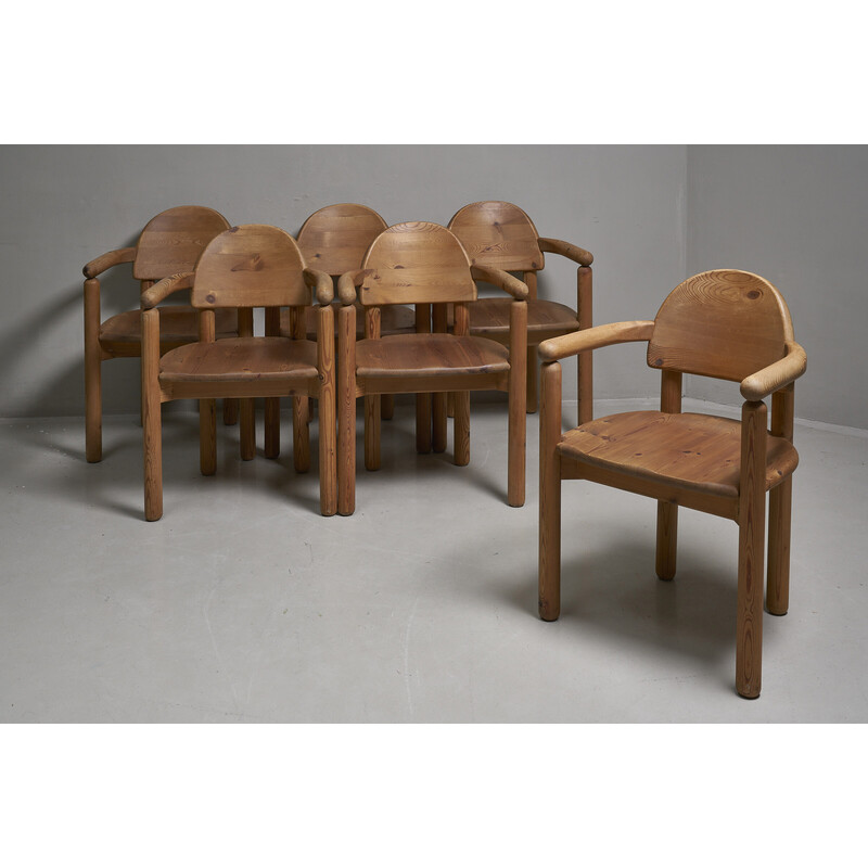 Set van 6 vintage grenen fauteuils van Rainer Daumiller voor Hirtshals Savvaerk, Denemarken 1970