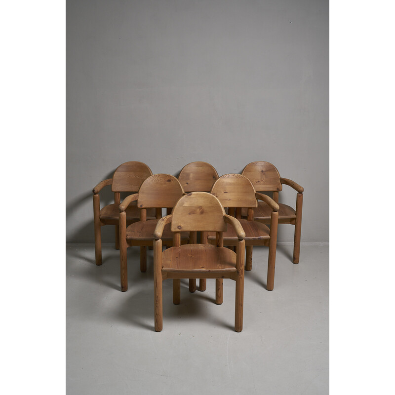 Set of 6 vintage pine armchairs by Rainer Daumiller for Hirtshals Savvaerk, Denmark 1970s