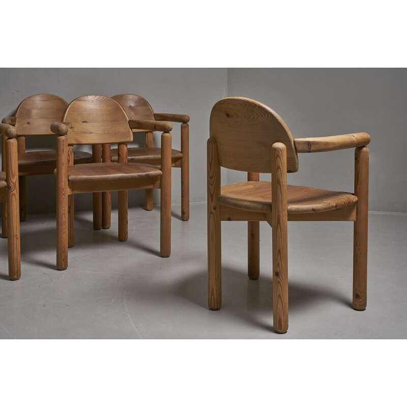 Set of 6 vintage pine armchairs by Rainer Daumiller for Hirtshals Savvaerk, Denmark 1970s
