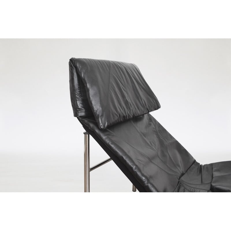 Fauteuil lounge vintage Skye en cuir noir par Tord Björklund pour Ikea, 1980