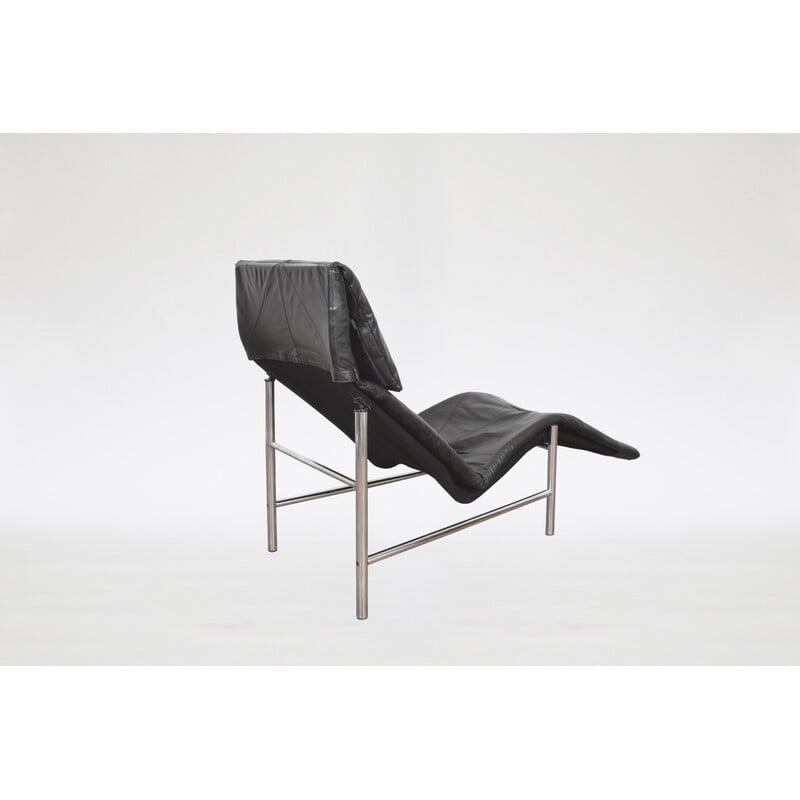 Fauteuil lounge vintage Skye en cuir noir par Tord Björklund pour Ikea, 1980