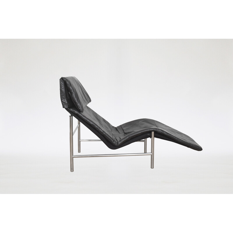 Fauteuil lounge vintage Skye en cuir noir par Tord Björklund pour Ikea, 1980