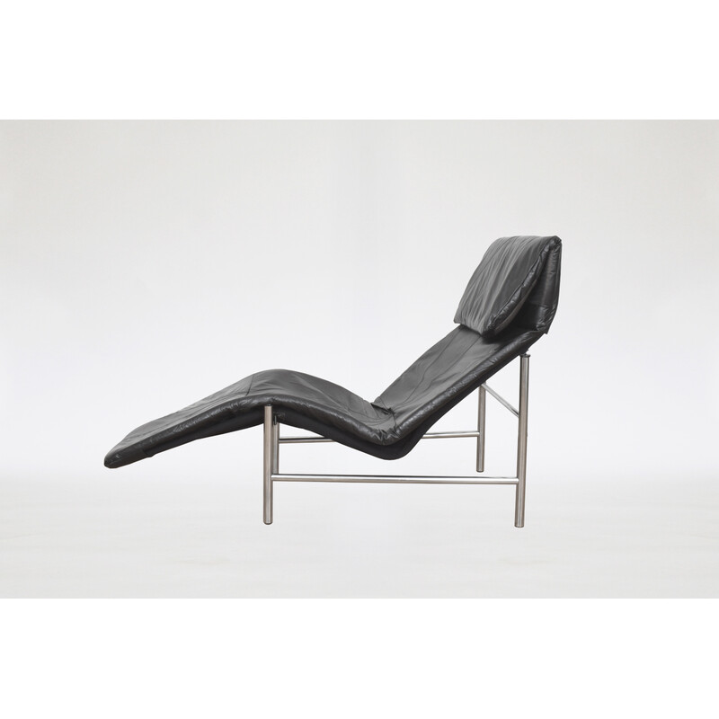 Vintage Skye lounge chair in black leather by Tord Björklund for Ikea, 1980s