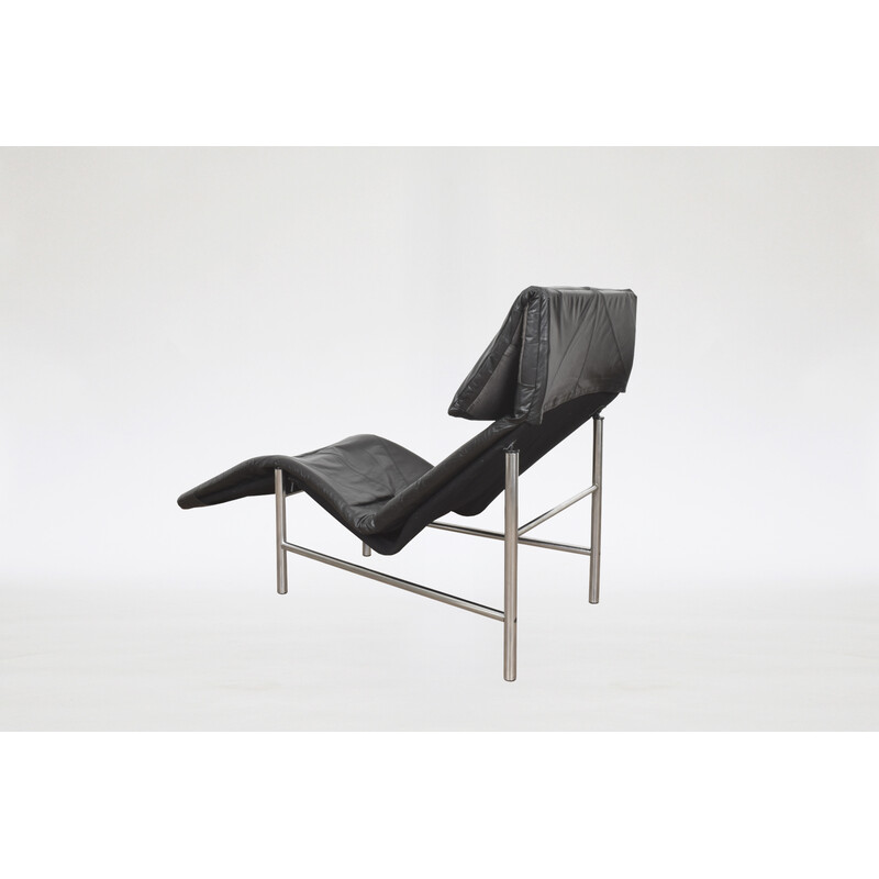 Vintage Skye lounge chair in black leather by Tord Björklund for Ikea, 1980s