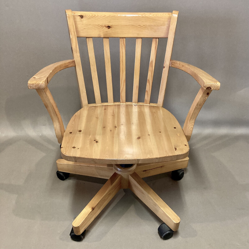 Vintage solid pine swivel and reclining armchair, 1970