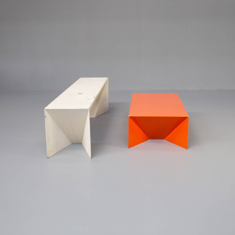 Vintage ‘origami b’ bench and table by Matthias Demacker for Van Esch