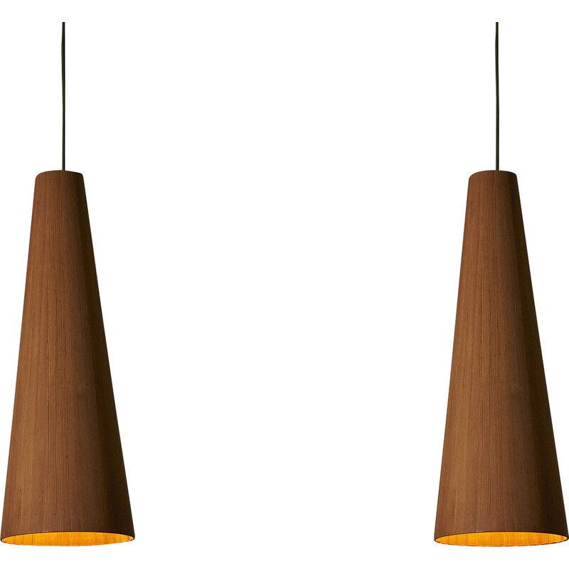 Vintage pinewood 'Conus' pendant lamp by Jørgen Wolff, Sweden 1960