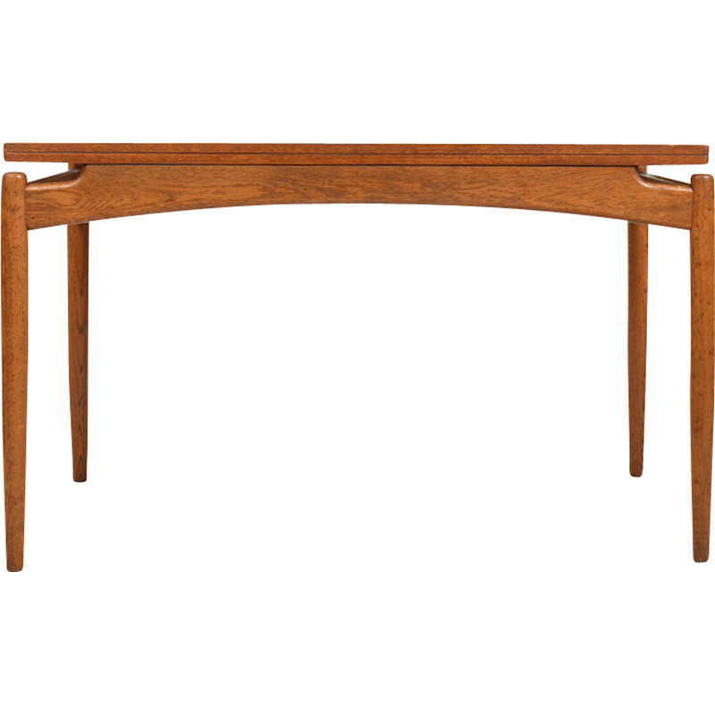 Mid century Danish teak and oakwood Demi Lune table, 1950s