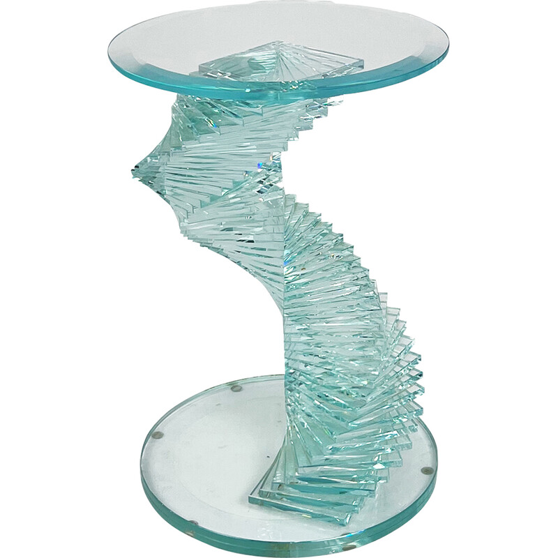 Vintage Ravello Spirale Glas Beistelltisch, 1980er Jahre