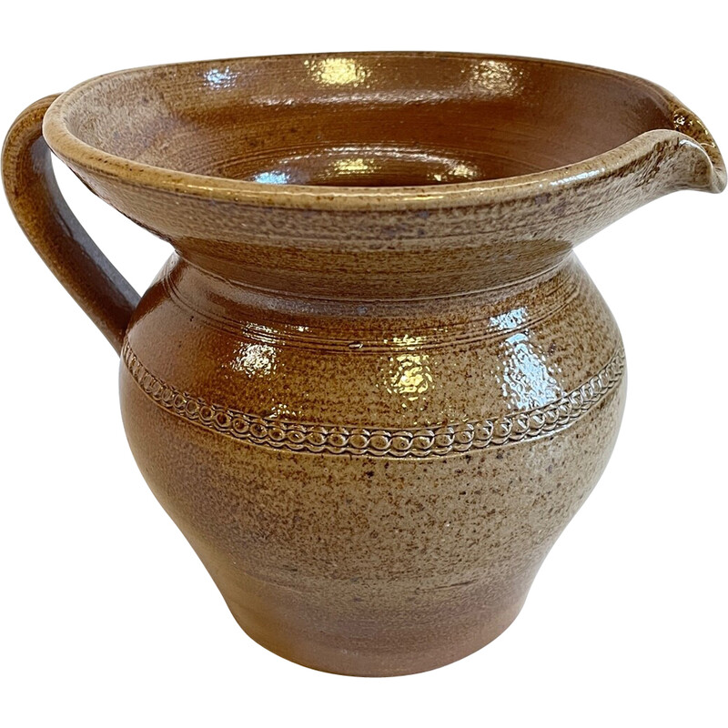 Vintage handcrafted pitcher in enamelled stoneware