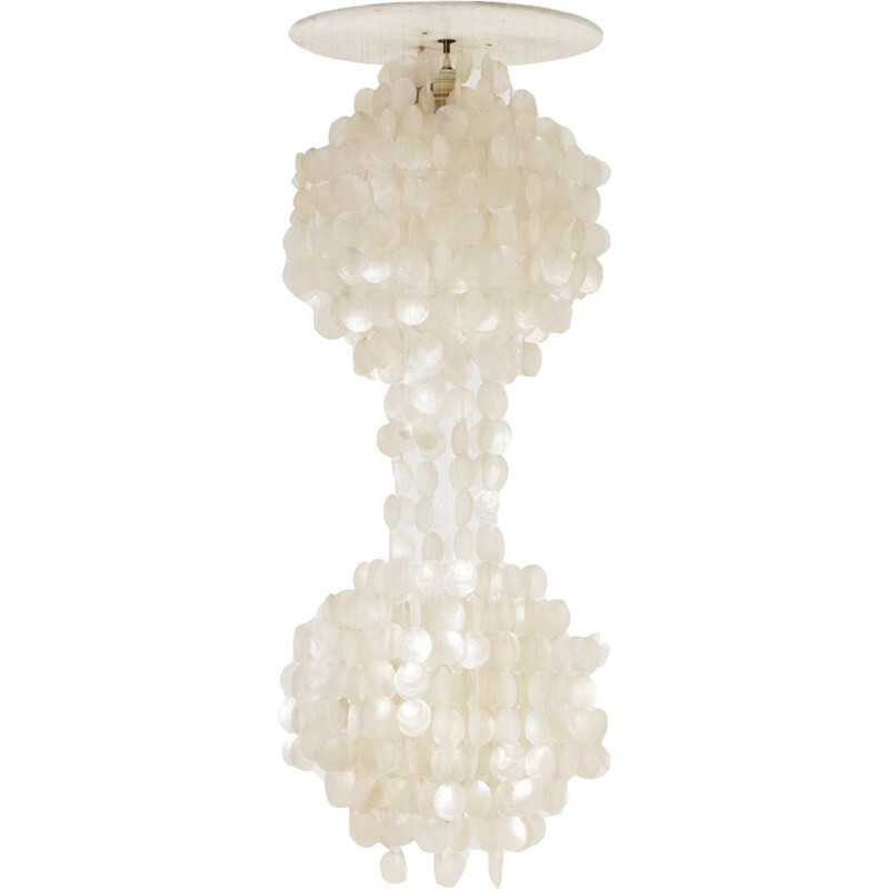 Vintage pendant lamp in mother-of-pearl petals, 1960s