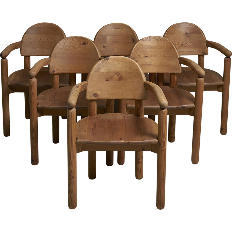 Set of 6 vintage pine armchairs by Rainer Daumiller for Hirtshals Savvaerk, Denmark 1970s