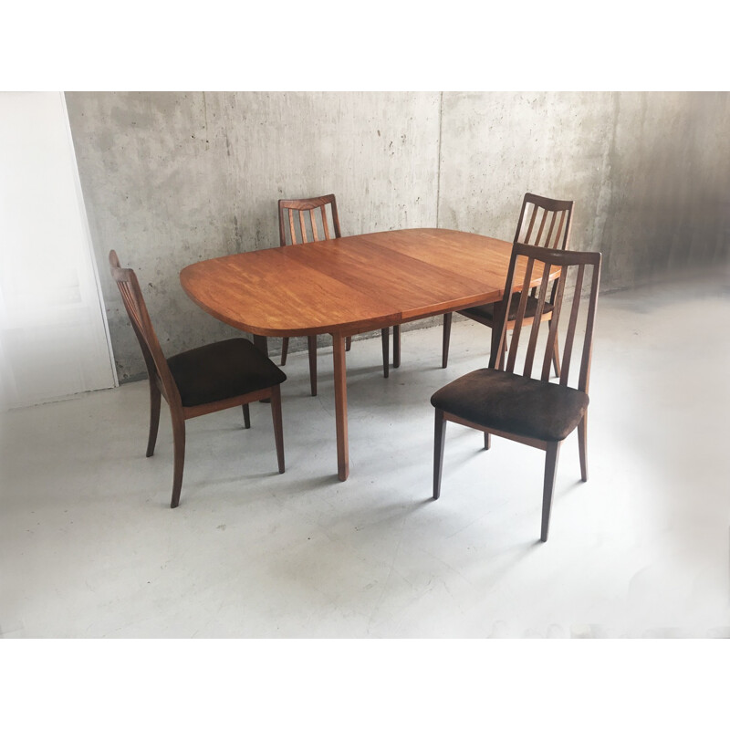 Mid century original G-Plan extendable table with 4 dining chairs - 1970s