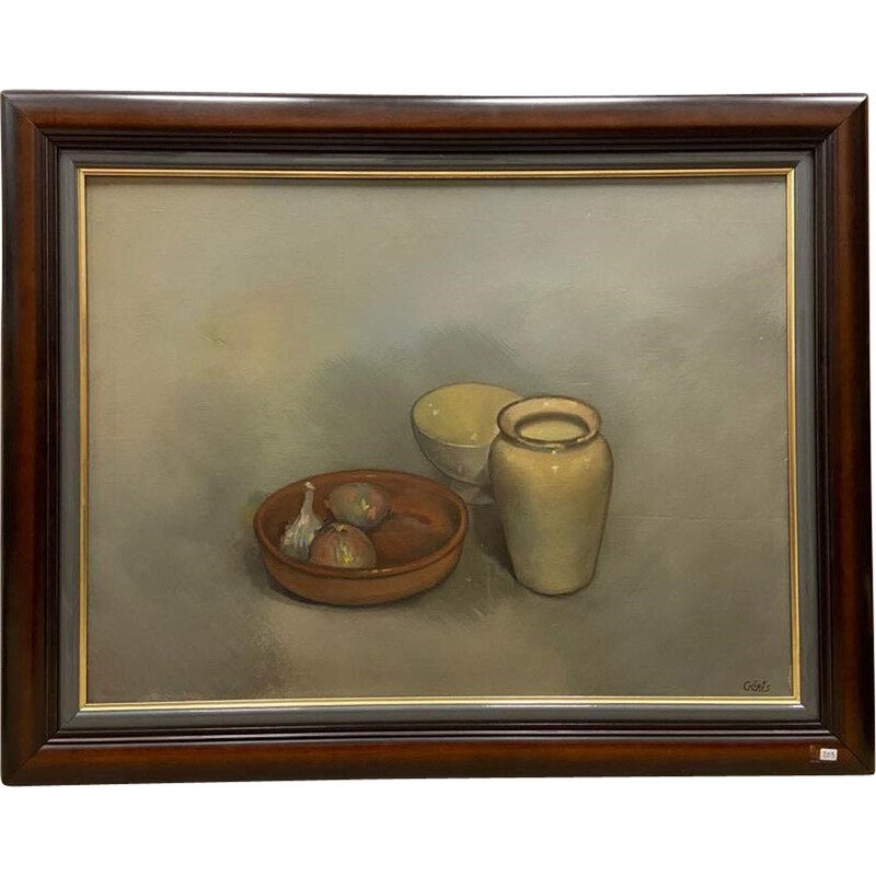 Huile vintage sur panneau "Nature morte"