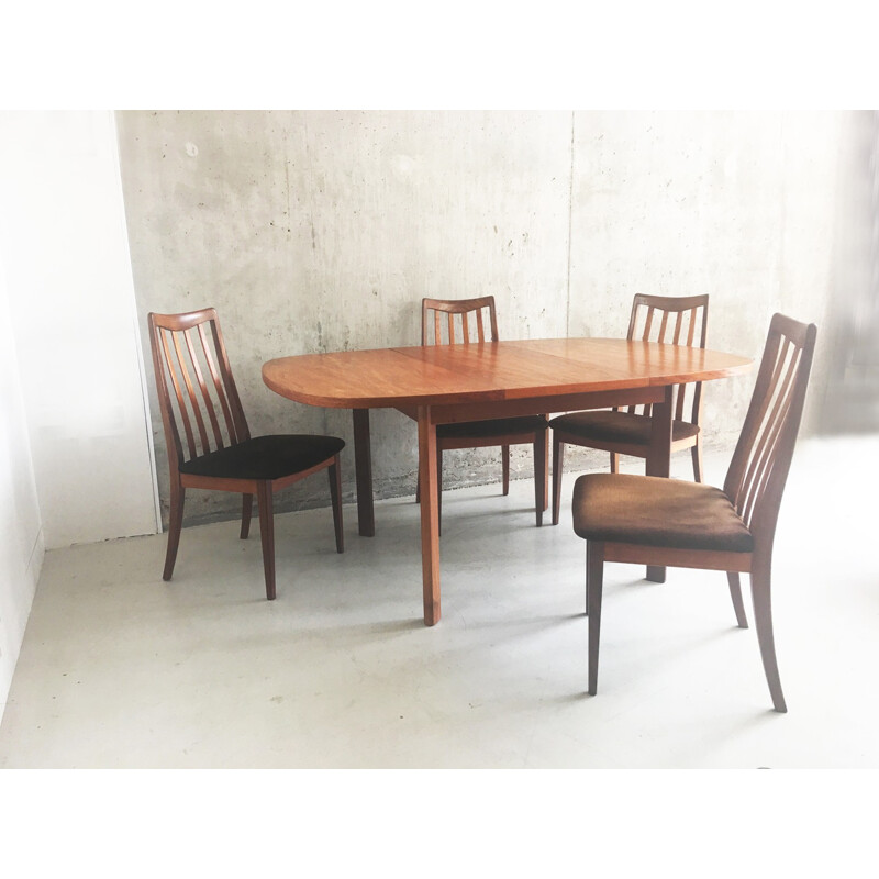 Mid century original G-Plan extendable table with 4 dining chairs - 1970s