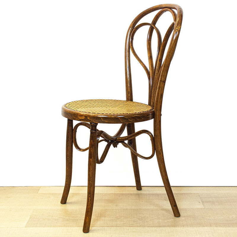 Set of 4 vintage oakwood bentwood chairs by Ventura Feliu, Spain 1920s