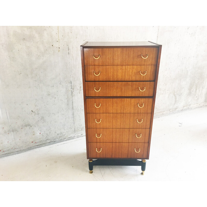 Mid century Tola chest of drawers with brass detail by E Gomme for G Plan - 1970s