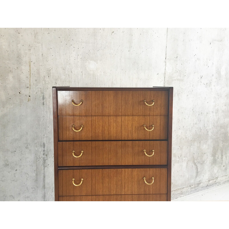 Mid century Tola chest of drawers with brass detail by E Gomme for G Plan - 1970s