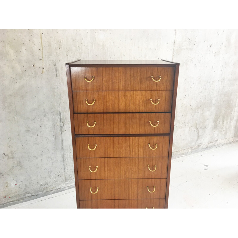 Mid century Tola chest of drawers with brass detail by E Gomme for G Plan - 1970s