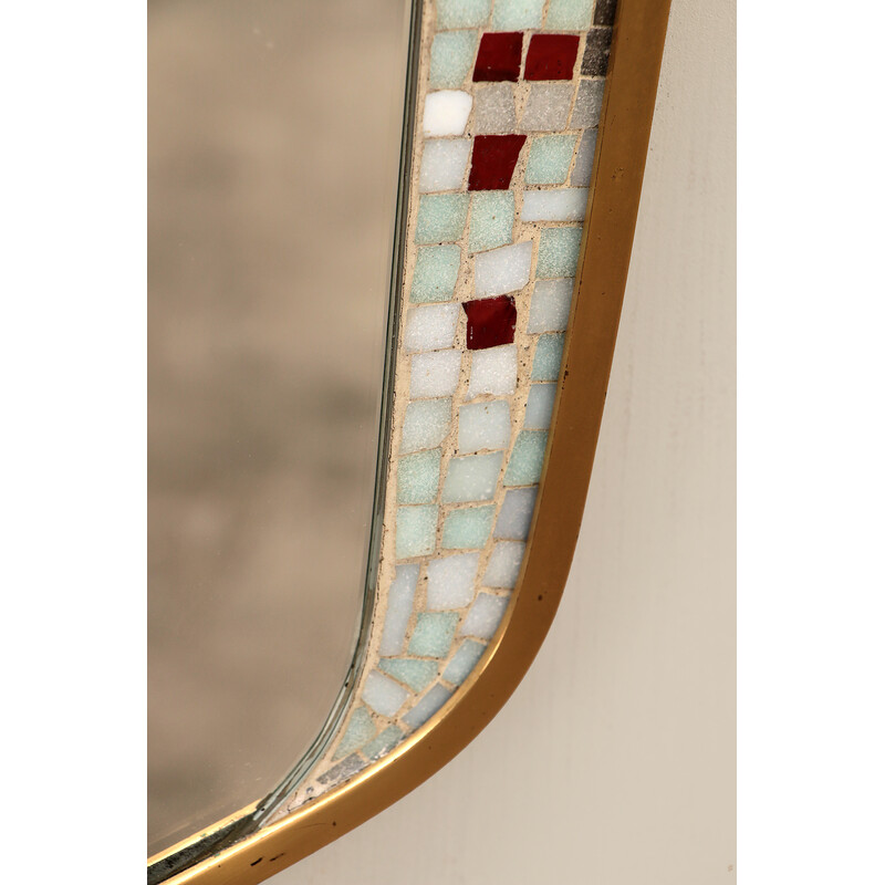 Vintage asymmetrical mirror with mosaic, Germany 1950
