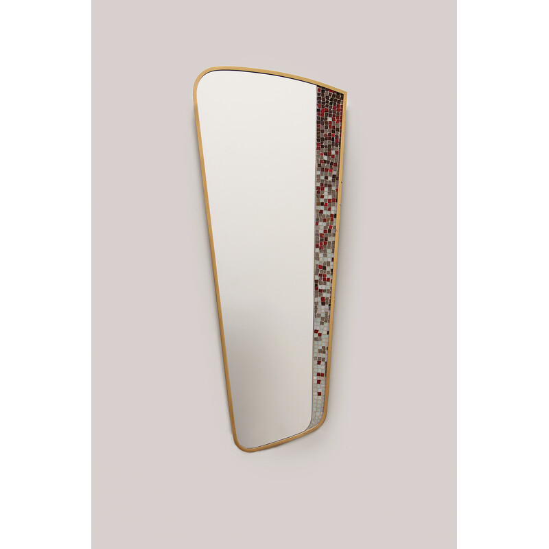 Vintage asymmetrical mirror with mosaic, Germany 1950