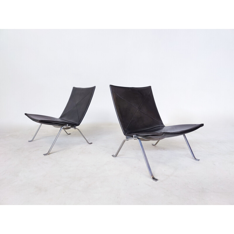Ein Paar Pk22-Sessel aus der Mitte des Jahrhunderts von Poul Kjaerholm für E. Kold Christensen, 1960er Jahre