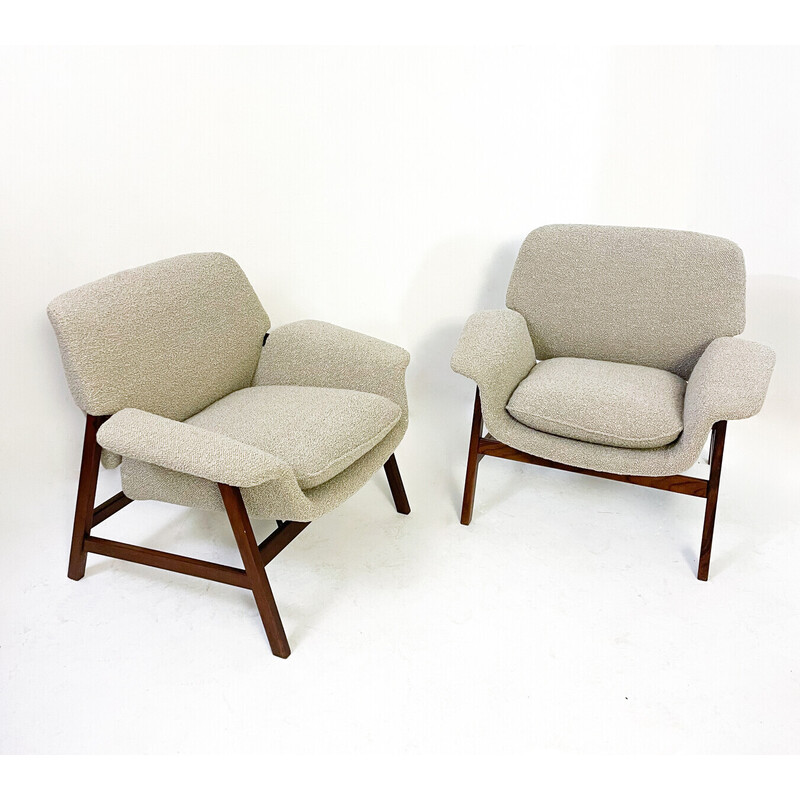 Paar mid-century fauteuils model "849" van Gianfranco Frattini voor Cassina, Italië 1960