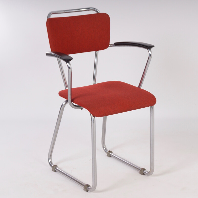 Gispen 214 Desk Chair with Armrests by Hoffmann - 1950s