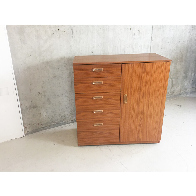Mid century Schreiber chest of drawers with lacquered teak veneer - 1970s