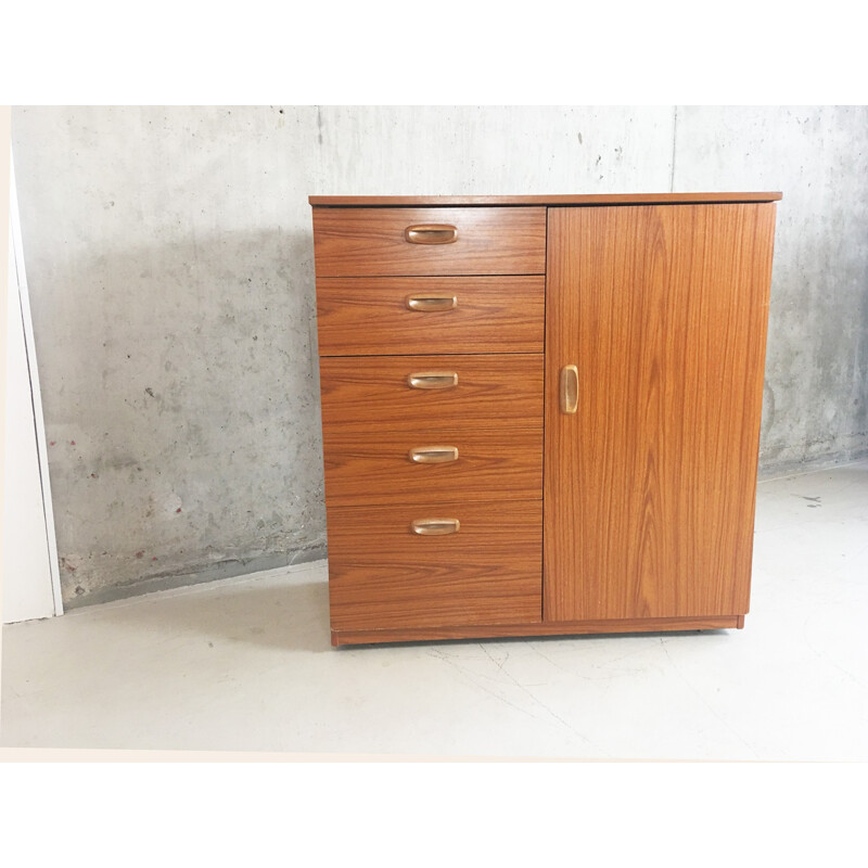 Mid century Schreiber chest of drawers with lacquered teak veneer - 1970s