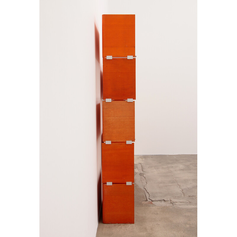 Vintage modular French orange wall system, 1960s