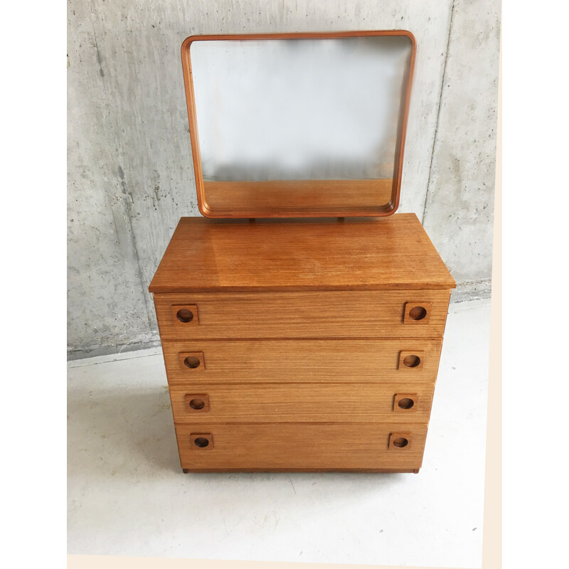 Mid century Schreiber chest of drawers with adjustable mirror - 1970s